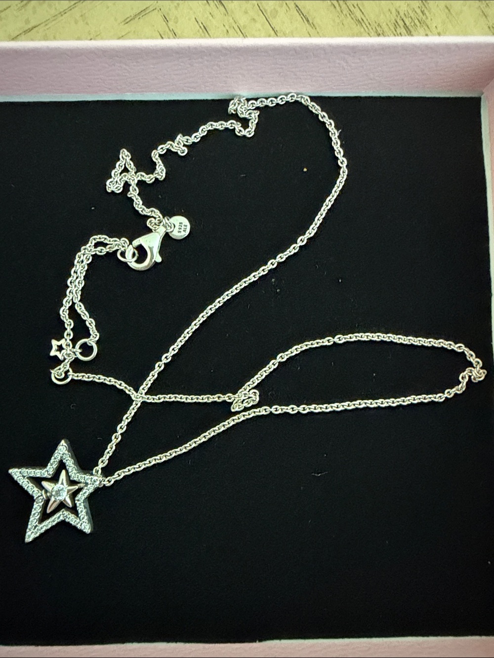 Sterling Silver Star Pendant Necklace - Sparkling White Star